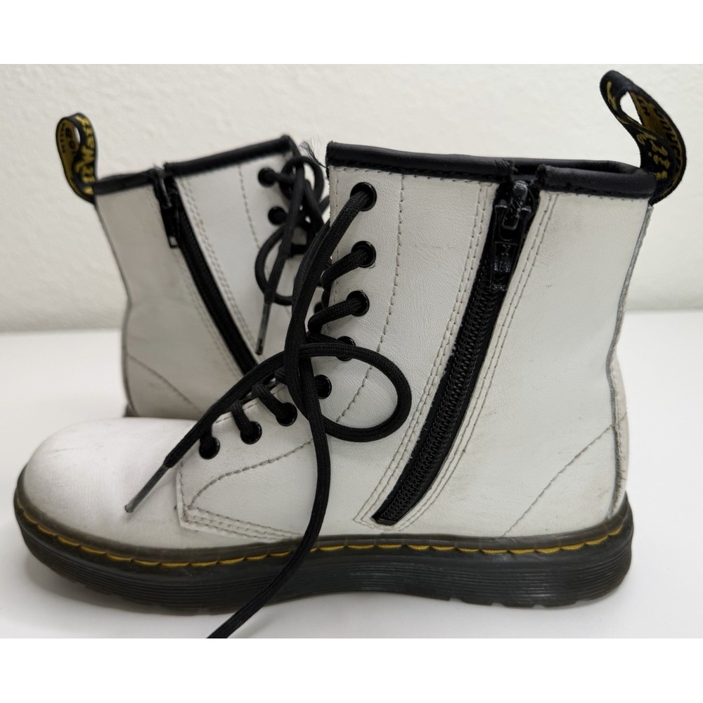 Dr. Martens Kids 1460 J White Leather Combat Side Zip Boots Size US 2 - Picture 6 of 9